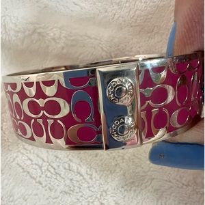 Coach Bangle - vintage Gorgeous pink and silver 1” bangle bracelet Never worn
